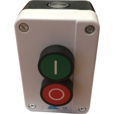 Green and Red Push Button - 1NO & 1NC Contact - Grey Enclosure - IP65 - ON OFF LABEL